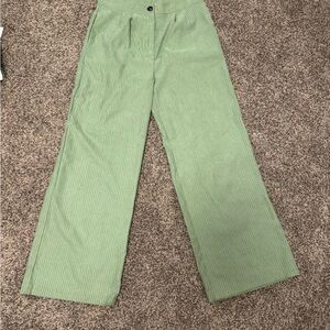 SHEIN Green Pinstripe High-Waisted Straight-Leg Trousers